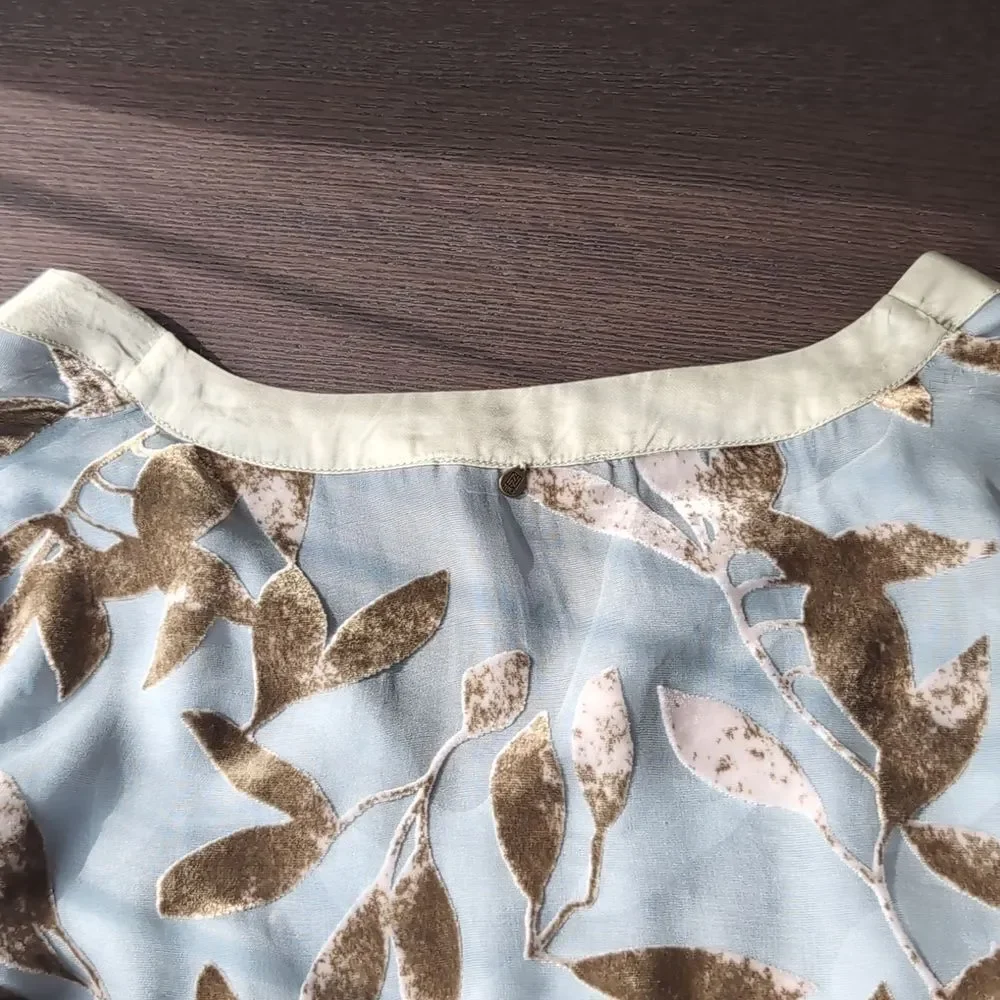 Nile (Swiss Brand) Silk Floral Burnout Velvet  Grey Blue Size M - Picture 8 of 14